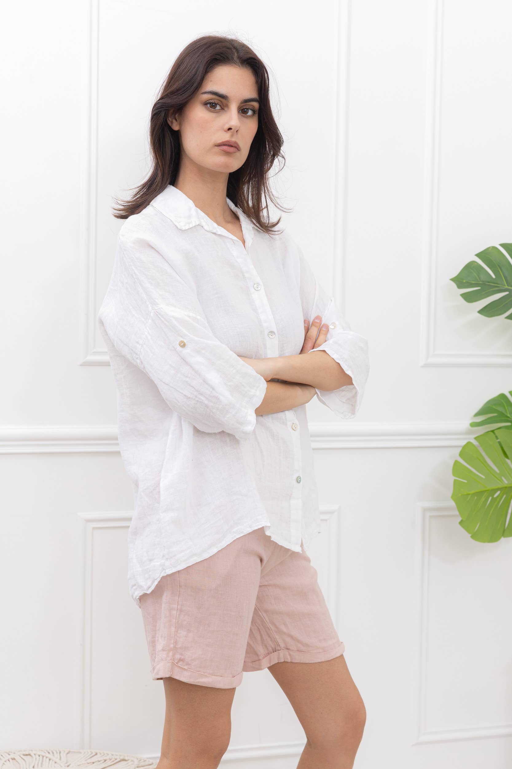 Happy look - Wholesale Button Down Shirt - Women's - Loose linen shirt 13