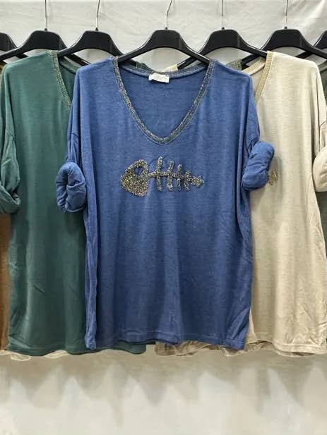 Mimi & Gogo - Wholesale Knit Sweater - Women's - Fine mesh embroidered big fish sweater lux @906443_PulGPoi7