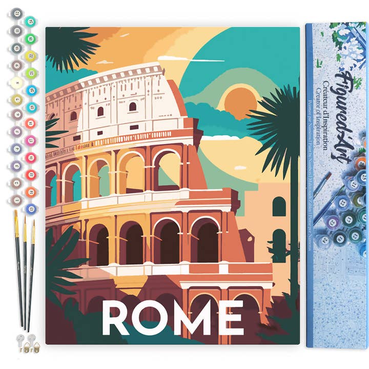 Figured'Art – Engroshandel DIY-hobbysæt – Mal efter tal Rejseplakat Rom0