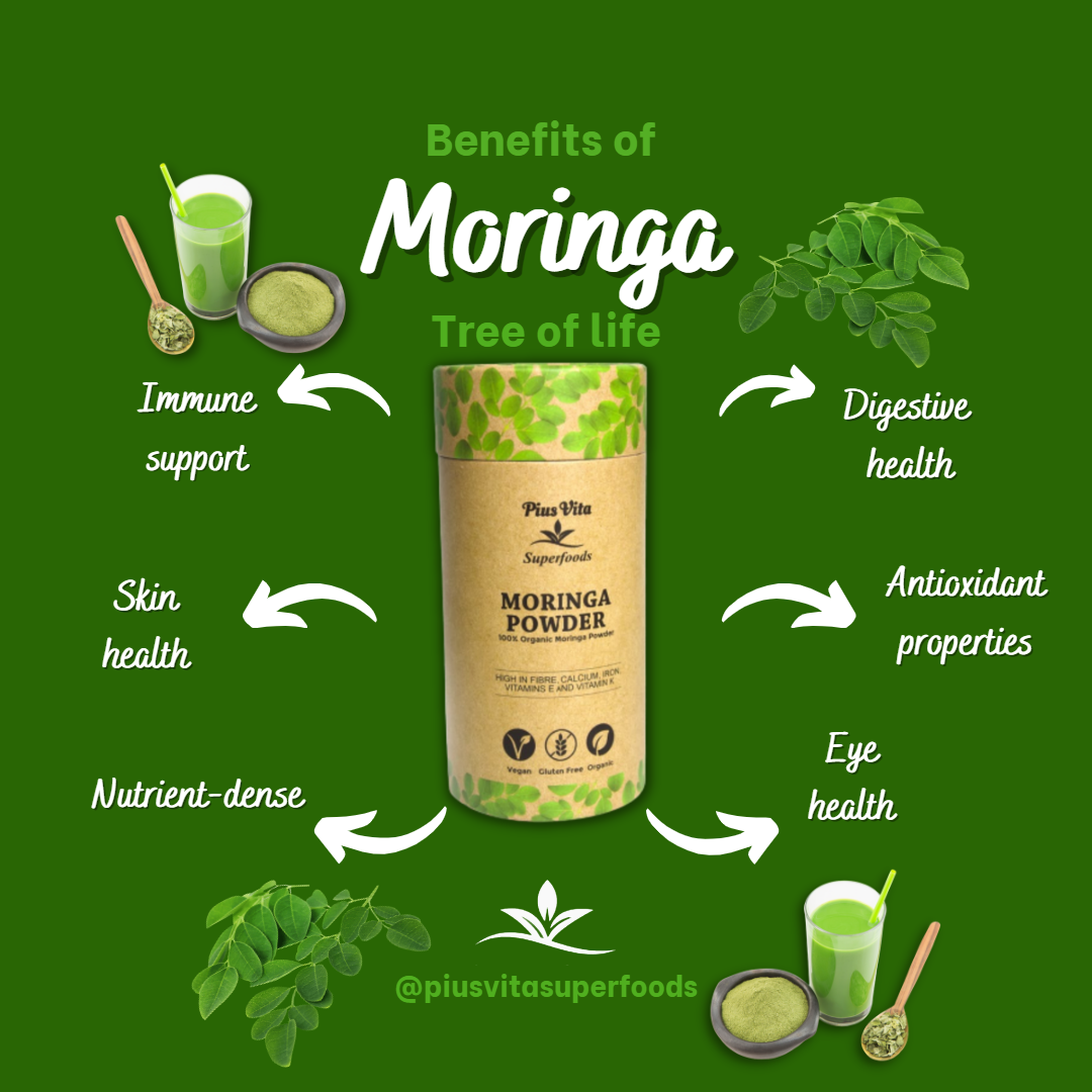 Pius Vita Superfoods – Proteína/Superalimento em pó por atacado – Moringa em Pó Biológico — 200g 1