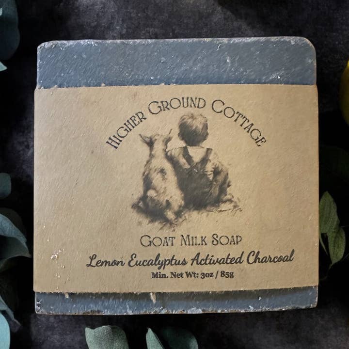 Citroen Eucalyptus Geactiveerde Houtskool Geitenmelk Zeep voor wholesale door Higher Ground Cottage