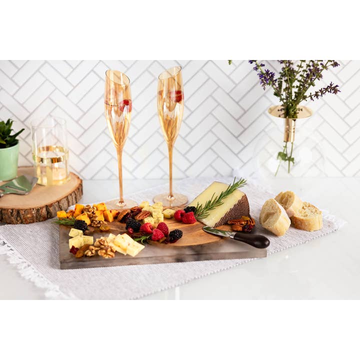 Jeanne Fitz - Wholesale Champagne Flute - Slant Collection Gold Champagne Glasses, Set of 2