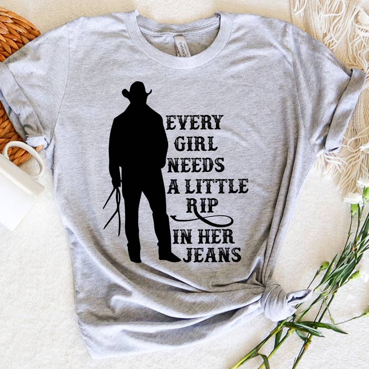 House Of Rodan - Wholesale T-Shirt (Graphic) - Women's - Every Girl Needs A Rip In Jeans - Yellowstone T-Shirt1