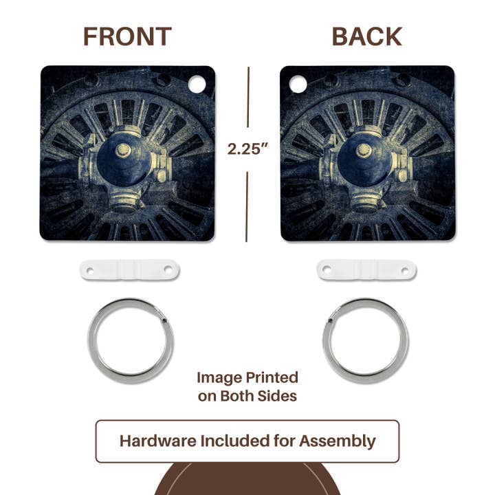 3dRose - Wholesale Keychain - Unisex - 3dRose, Spinner, propeller and an engine hood of a plane in black and white, Key Chain4