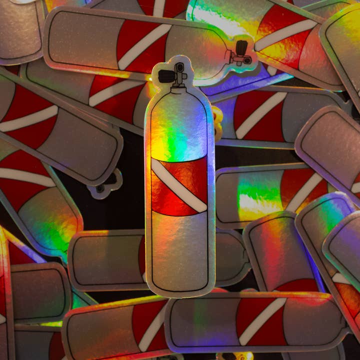 DesignwithMurial - Wholesale Sticker - Holografische SCUBA duiktanksticker