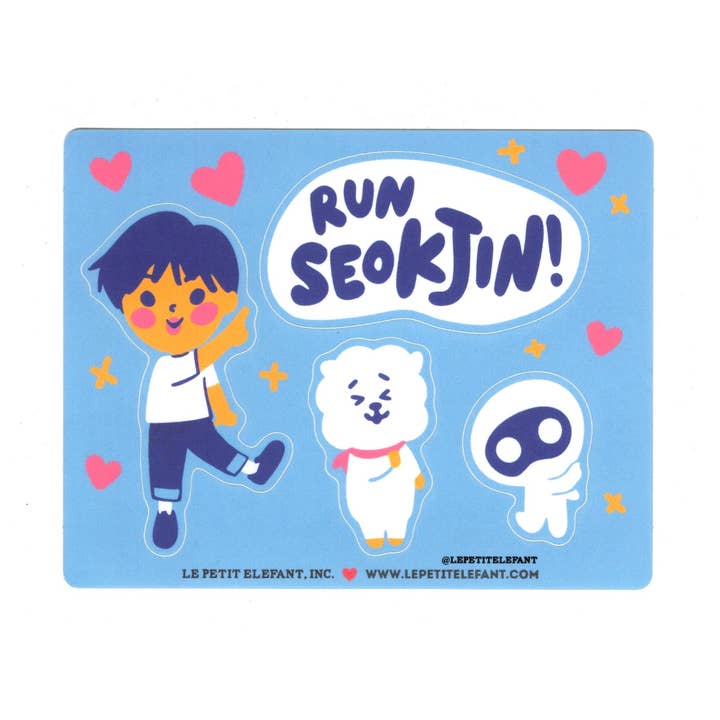 RUN SEOKJIN BTS Sticker Sheet for wholesale by Le Petit Elefant