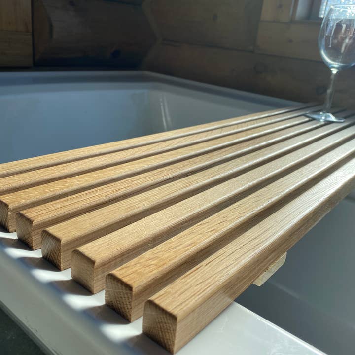 Howells Wood Products - Wholesale Bath Caddy - natural wood bath caddy/tray made of repurposed wood1