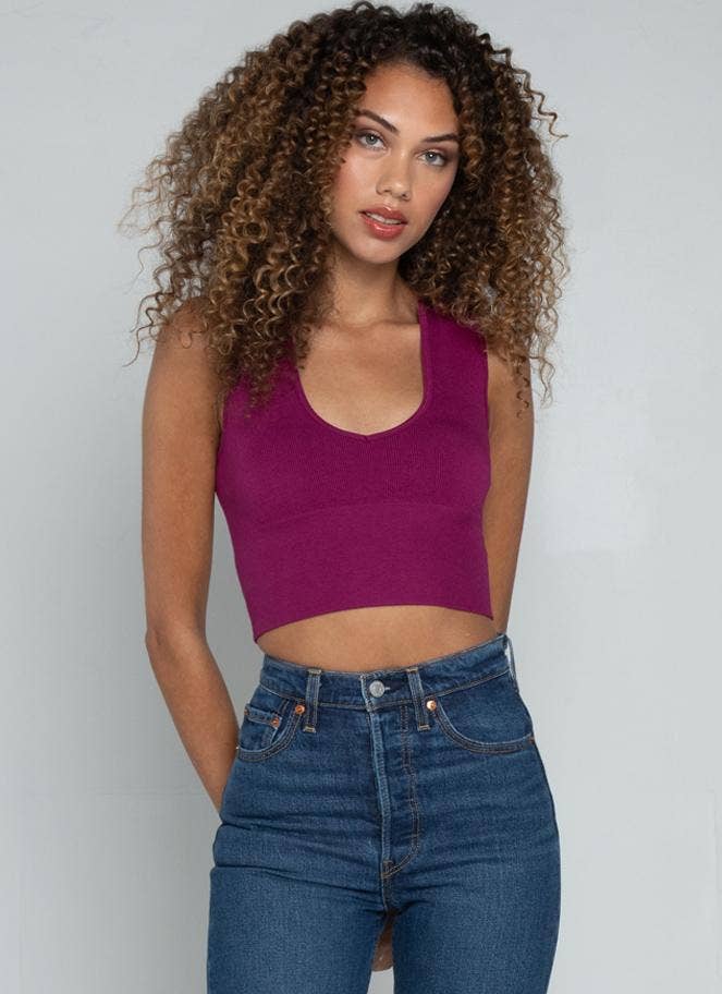 C'est Moi Clothing Co – wholesale Knit top – Women's – Bamboo Deep V Rib Top- CEBT100224