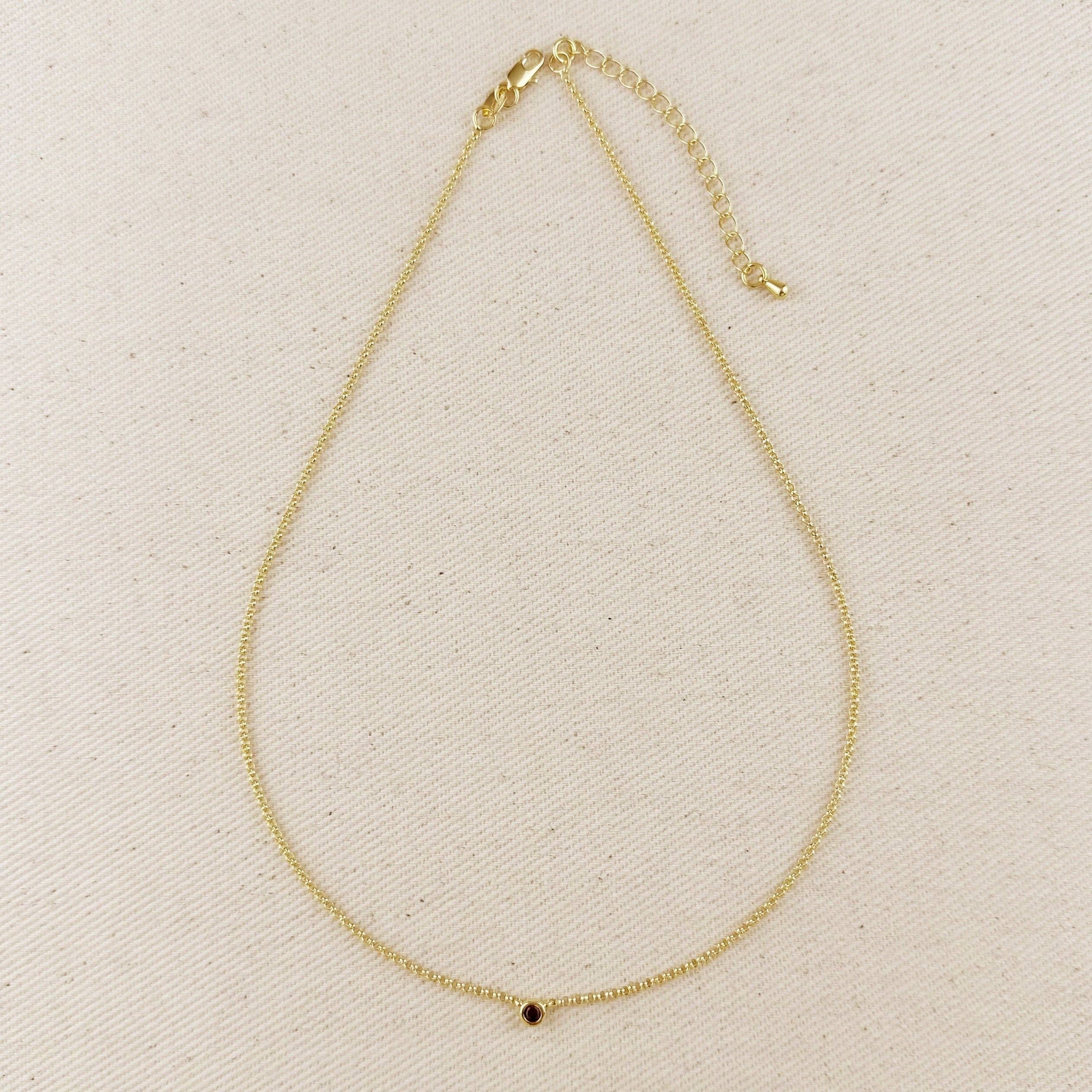 GoldFi - Wholesale Pendant/Charm Necklace - 18k Gold Filled Dainty Bezel CZ Birthstone Necklace21