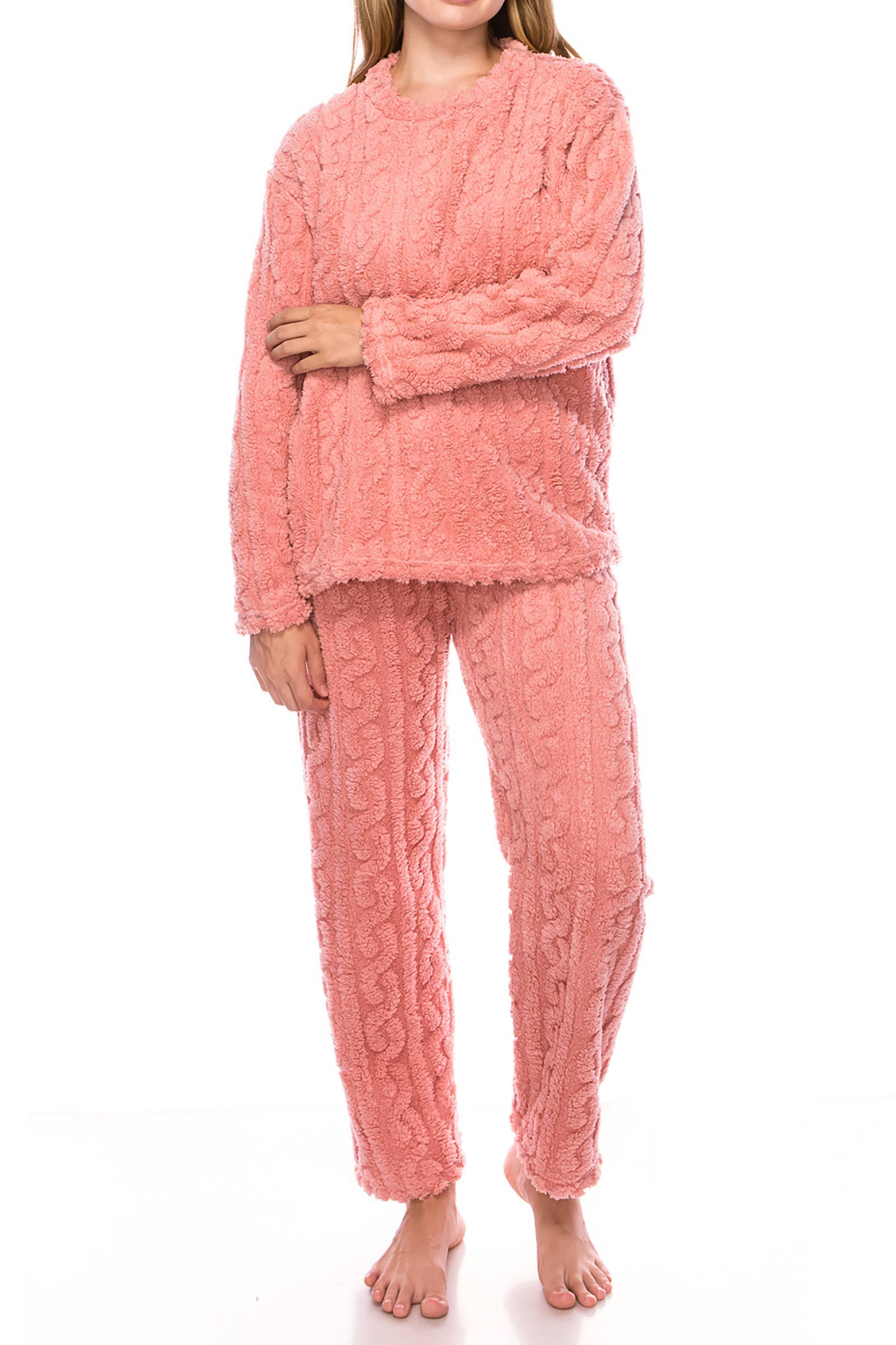 Cap Zone - Wholesale Loungeset - Dames - Kabel Fuzzy Sherpa Fleece Pyjama Sets17