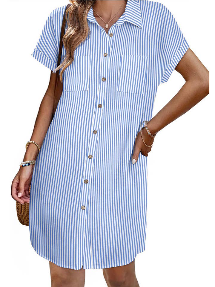 Lovesoft - Wholesale Dress - Women's - 2026 Summer Short Sleeve Button Down Shirt Dress