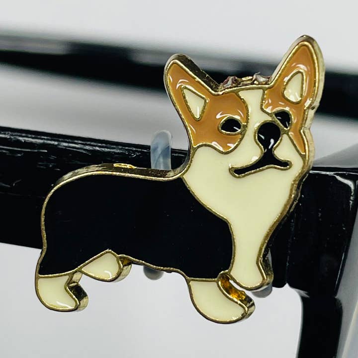 Corgi Dog Gold Plated Enamel EyeDeco for wholesale by Cork and Charm