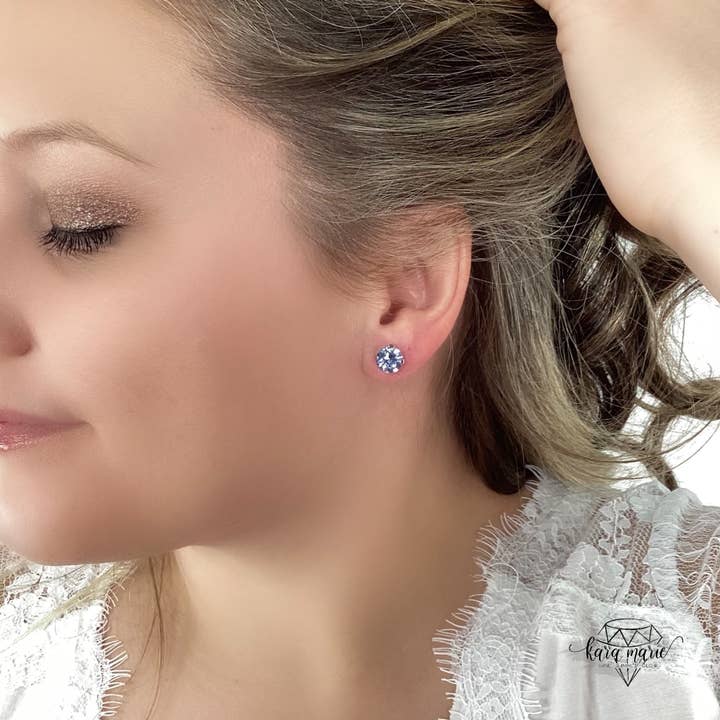 8mm Drop OR Post in Light Sapphire for wholesale by KaraMarie