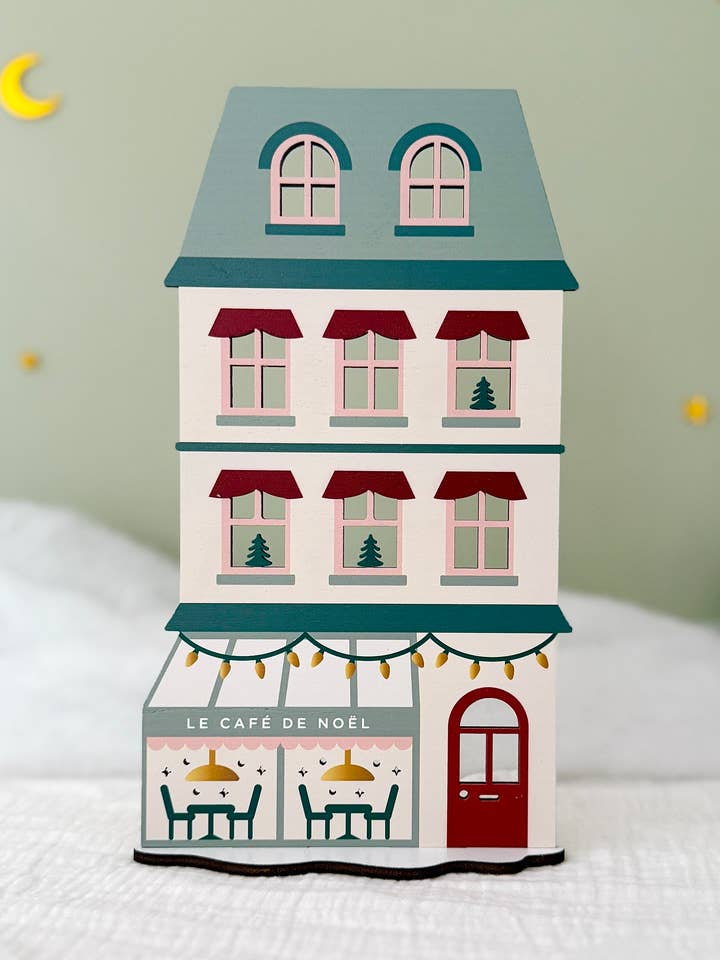 Kersthuis van hout en geschilderd - Mini-kerstwereld voor wholesale door Print Your Love