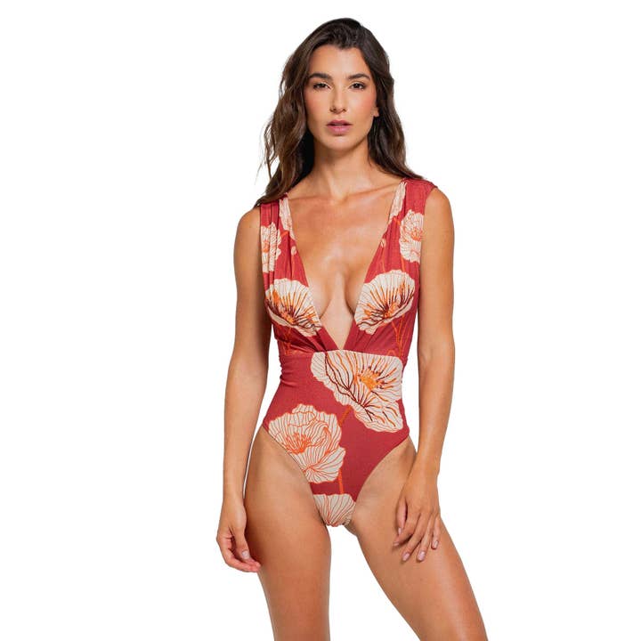 MAJESTIC POPPY PLUNGE MODERATE BADPAK IN ÉÉN STUK voor wholesale door Cosita Linda