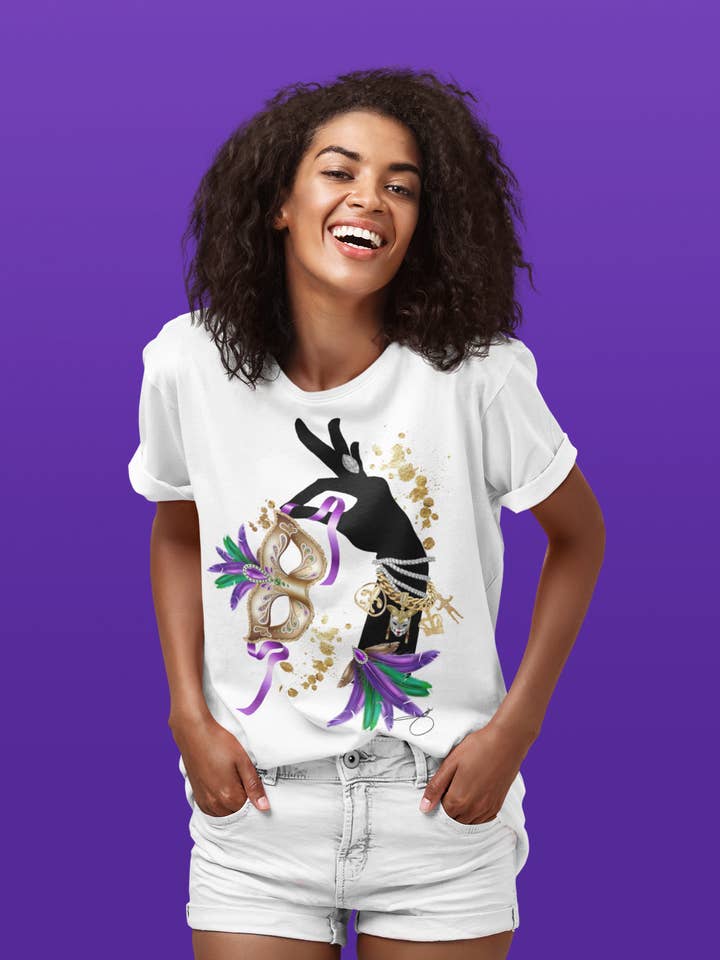 T-shirt à main Mardi Gras, sweat-shirt, débardeur pour la vente par By Jodi LLC
