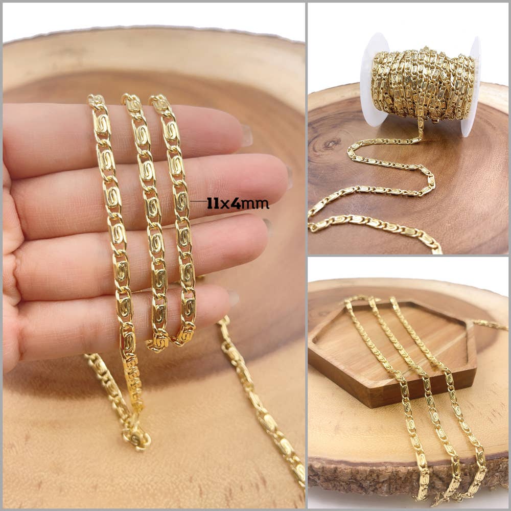 Beads Creation - Wholesale Craft Supplies - Gold Scroll Unfinished Bulk Chain by Foot, CH3161