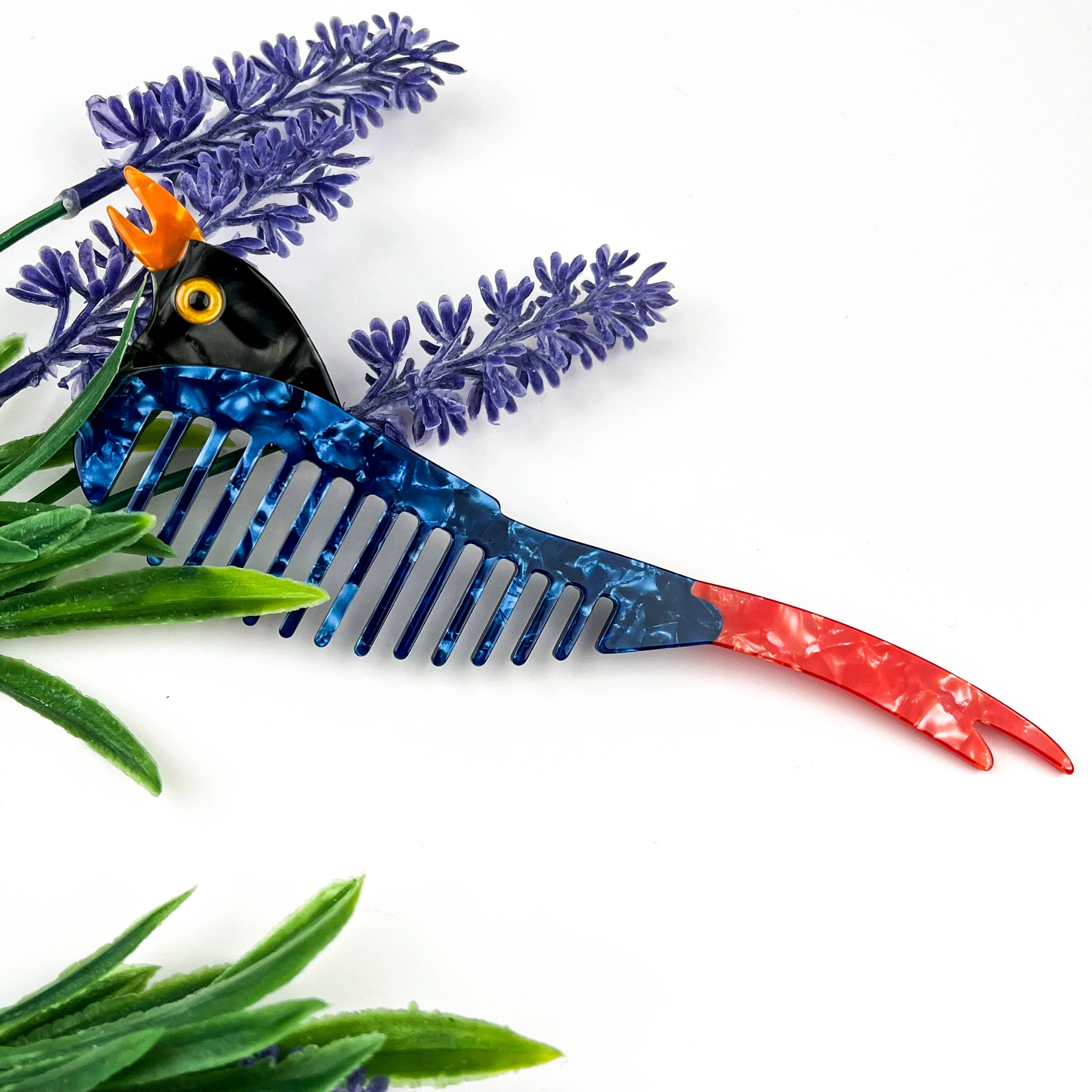 Blauw Schattige Zwaluw Acetaat Haar Kam – Creatieve Vintage Stijl voor groothandel op Faire2