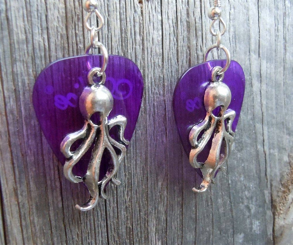 Simply Raevyn - Wholesale Dangle Earrings - Octopus Charm Guitar Pick Earrings12