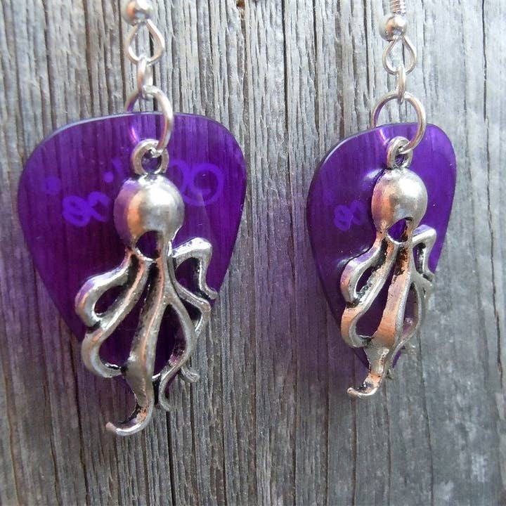 Simply Raevyn - Wholesale Dangle Earrings - Octopus Charm Guitar Pick Earrings12