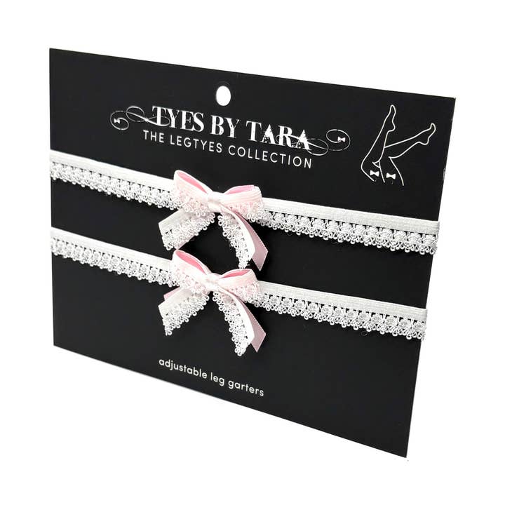 Belle White Legtyes™ | Bridal Bow Adjustable Leg Garters for wholesale by Tyes By Tara