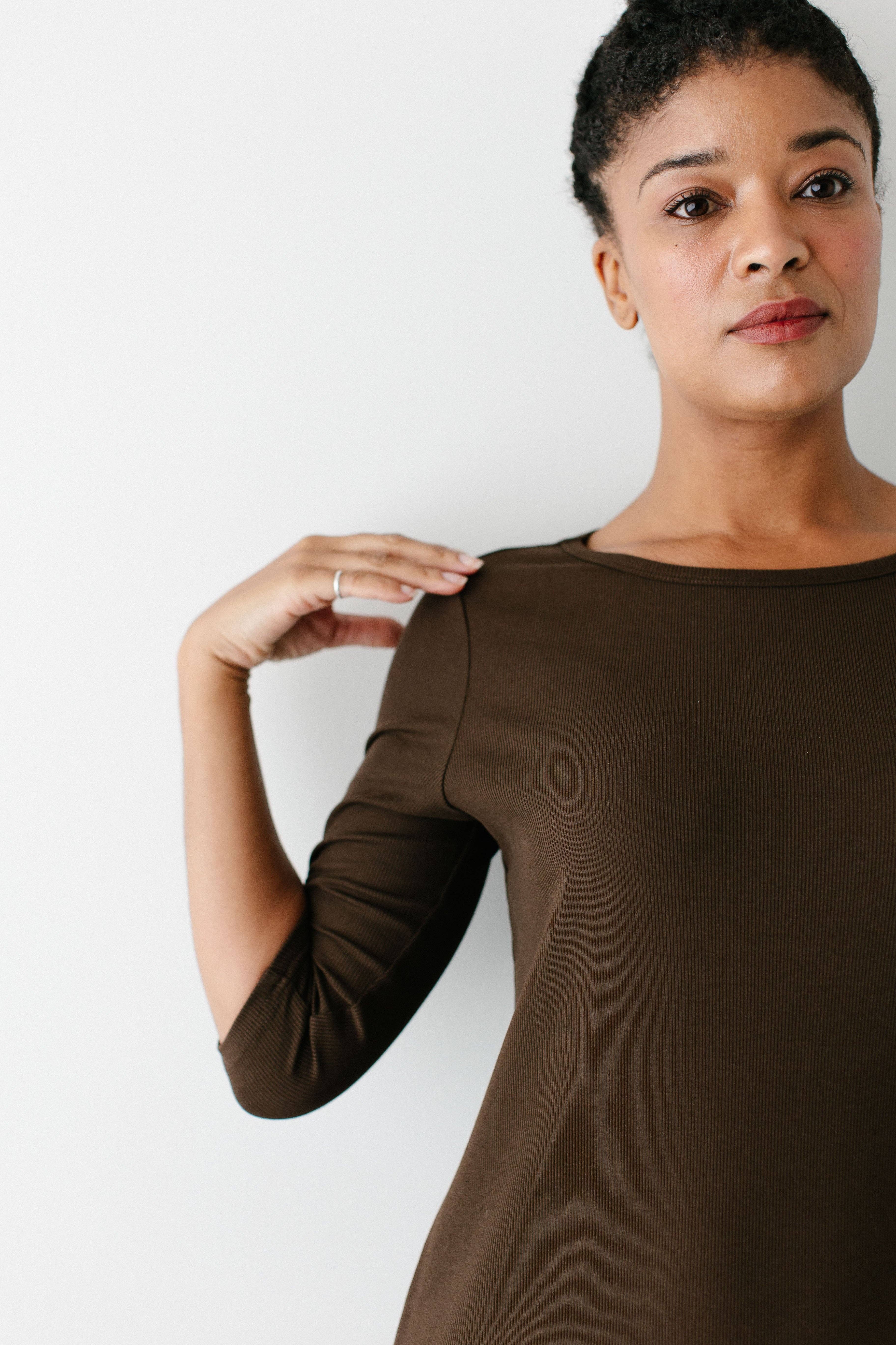 The Main Street Exchange - Wholesale Dress - Women's - 'Constance' 3/4 Sleeve Ribbed Midi Dress FINAL SALE4