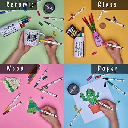 Acrylico - Wholesale Marker - ACRYLICO SET OF 16 COLORS ACRYLIC PAINT PENS- EXTRA FINE TIP