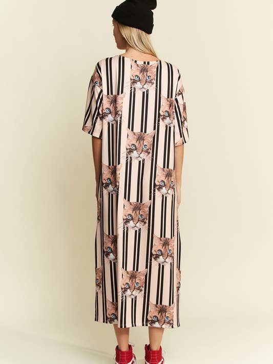 SAME AS PHOTO CAT PRINT MIDI DRESS for wholesale on Faire