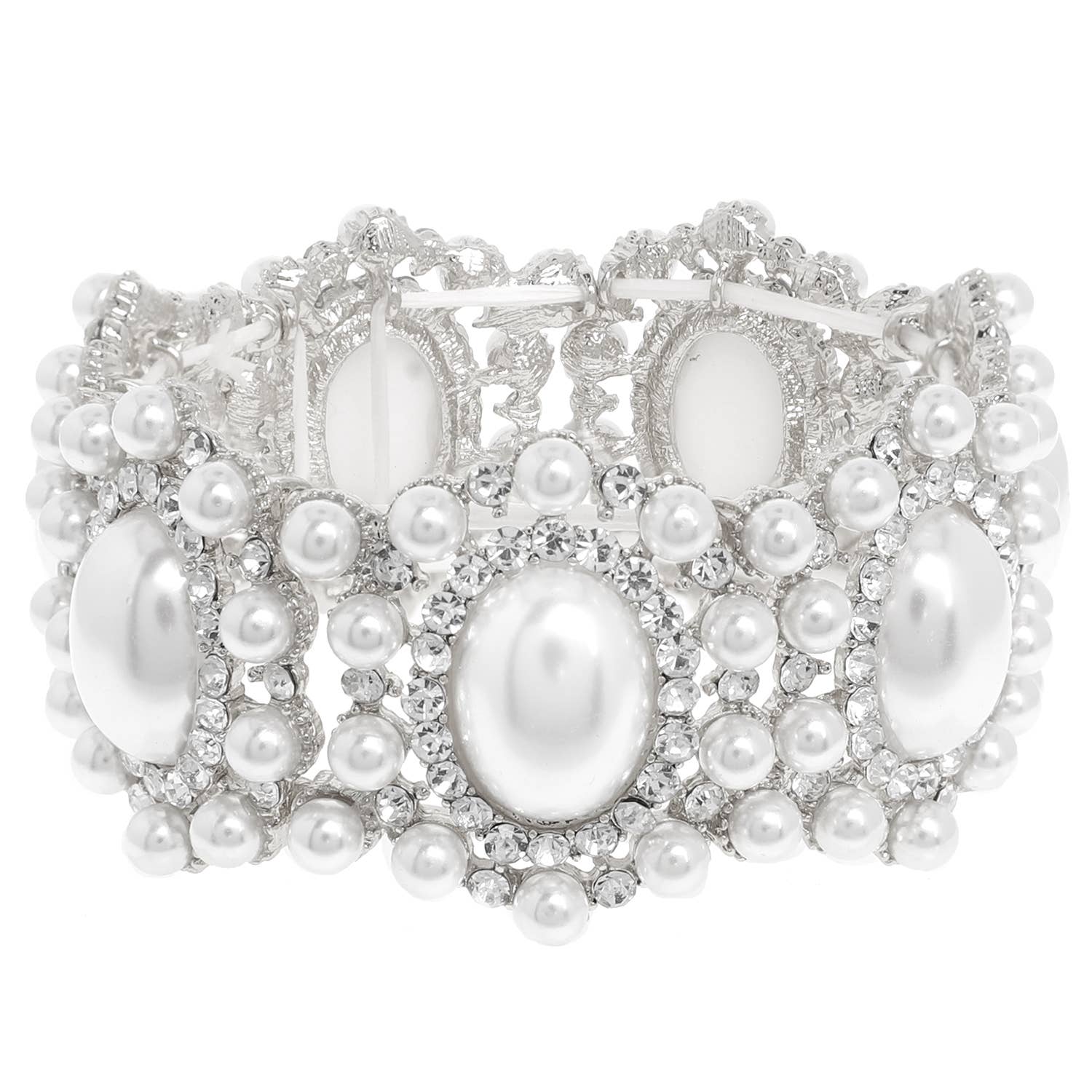 SP Sophia Collection - Wholesale Bangle Bracelet - Baroque Crystal Gemstone Cluster Stretch Bracelet10