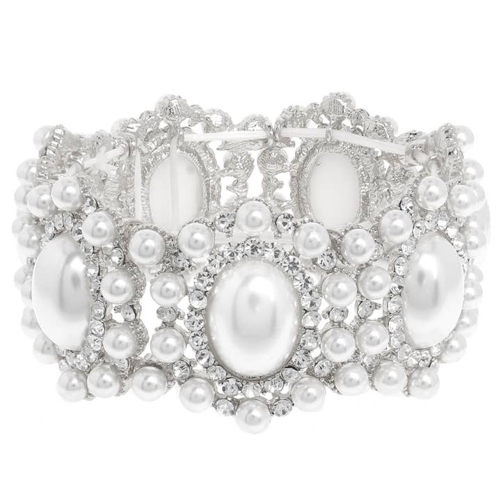 SP Sophia Collection - Wholesale Bangle Bracelet - Baroque Crystal Gemstone Cluster Stretch Bracelet10