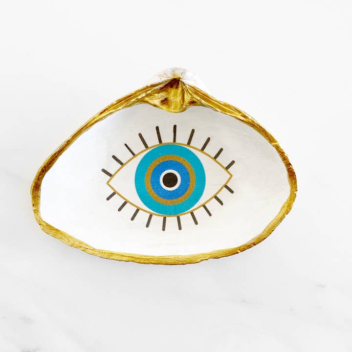 Adori Designs - Wholesale Jewelry Dish - Evil Eye Protection Eye Trinket Clam Shell Ring Dish3