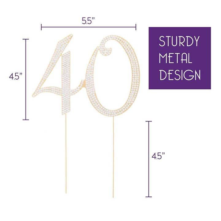 Ella Celebration – Großhandel Kuchen-/Cupcake-Topper – Tortenaufsatz 40, goldfarben1