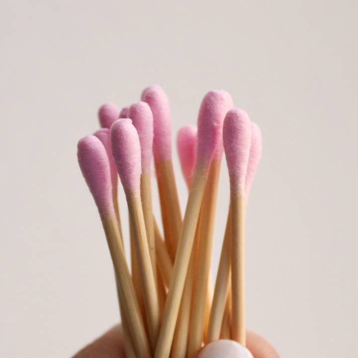 Biodegradable Pink Cotton Swabs for wholesale by Mei Apothecary