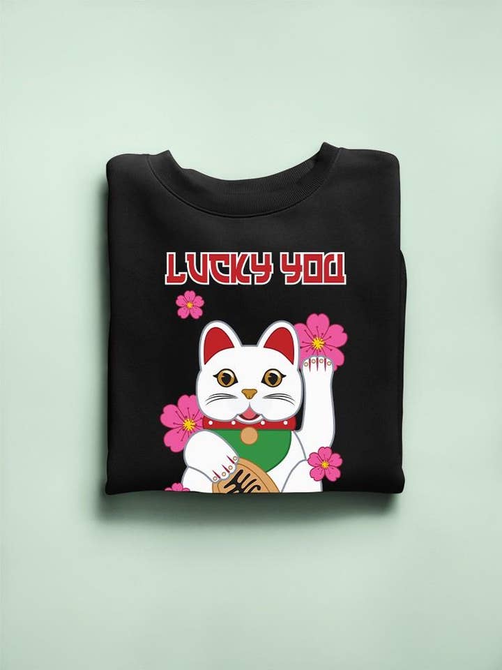 Japanese Fortune Cat - Lucky Cat Sakura Women's Sweatshirt for wholesale by Swift Retail