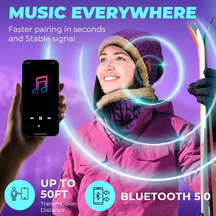 SWIRLLINE - Vendita all'ingrosso Berretto - Donna - Cappello senza fili Bluetooth Beanie con sciarpa viola