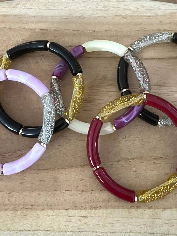 Pulseiras elásticas com contas em tubo - Os Cintilantes por atacado de Innaya