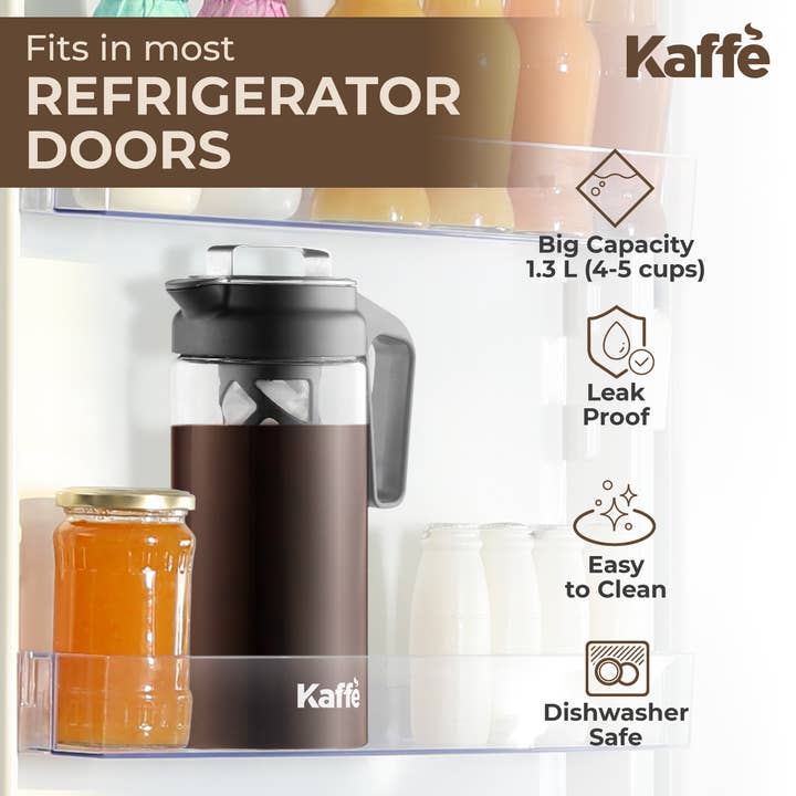 Kaffe - Wholesale Coffee Machine - Kaffe Cold Brew Coffee Maker, Glass Coffee Pitcher. 1.3L