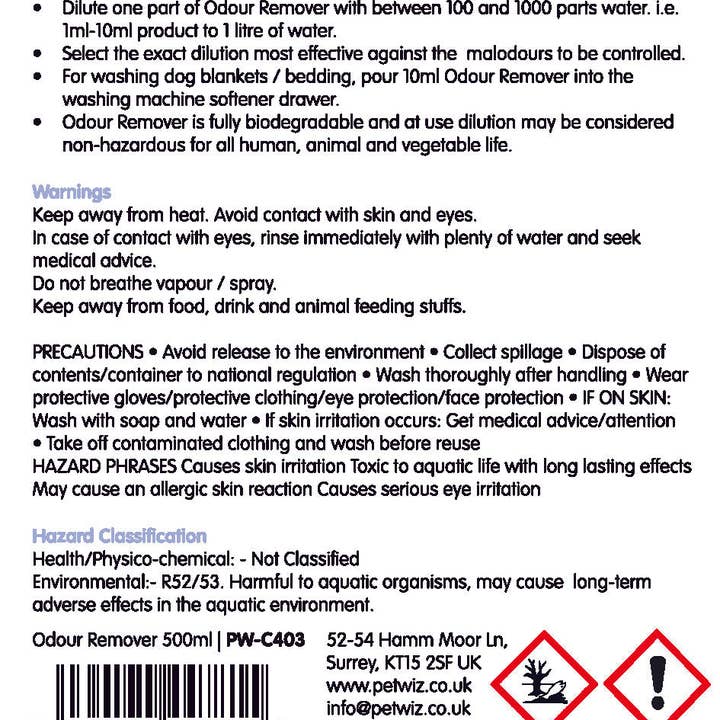 Pet Wiz – wholesale Pet deodorising spray – Odour Remover - 500ml2
