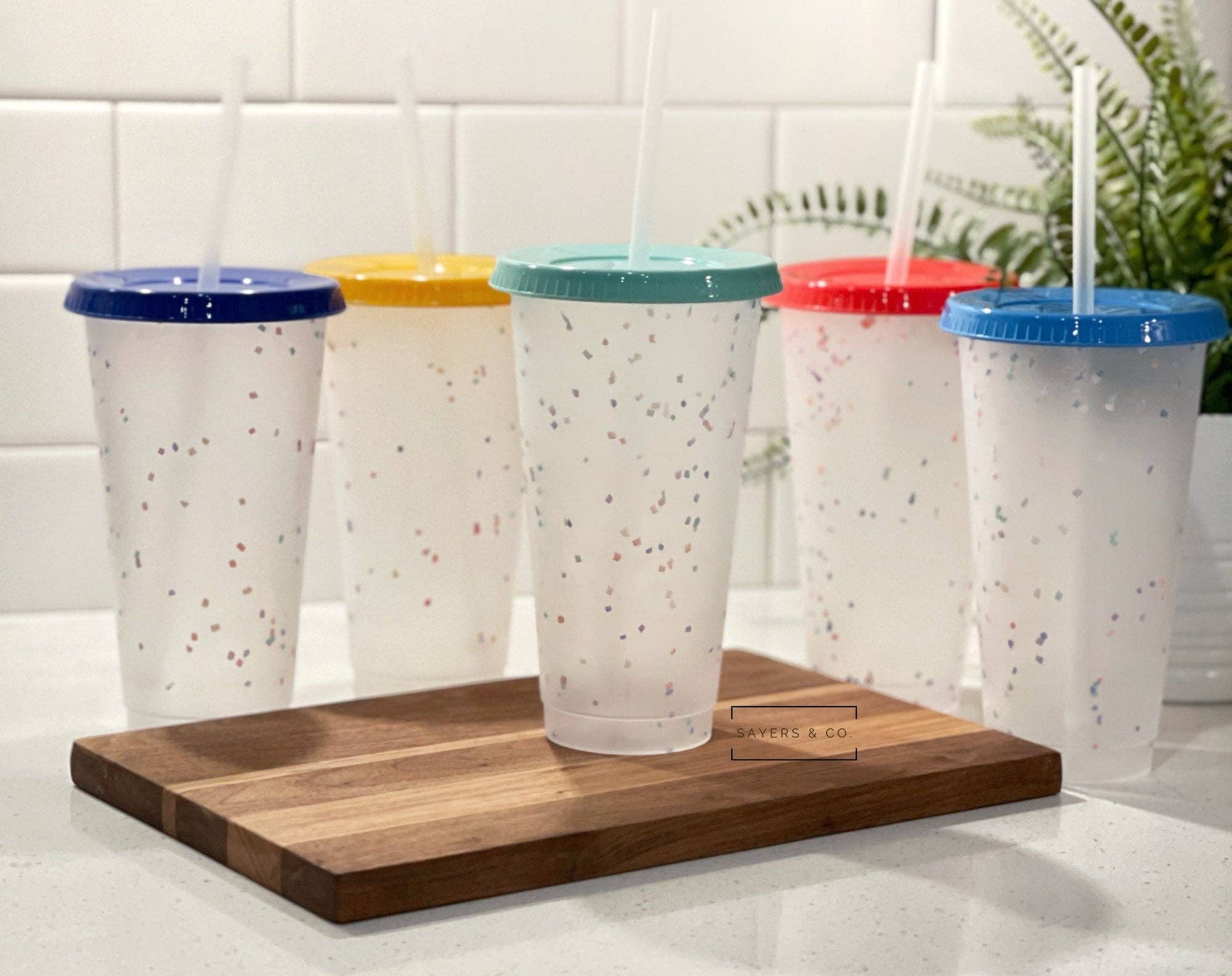Sayers & Co. – Copo/caneca por atacado – 24 onças Copos frios de confete que mudam de cor, copo de vinil epóxi por atacado 24 onças5