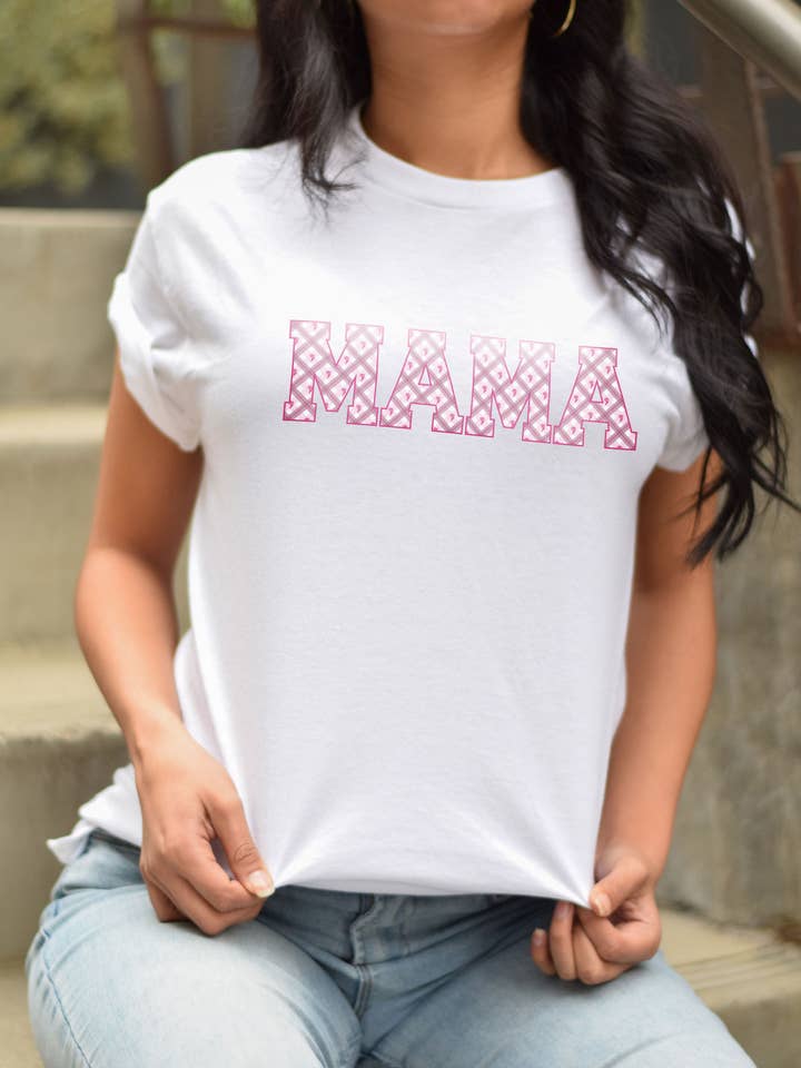 Plaid Mama Print Tee for wholesale by Marvy Gal