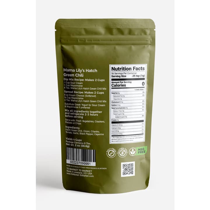 To Market- To Market - Dips & Spreads - Wholesale Dip - Mama Lily's Hatch Green Chili - Dip Mix