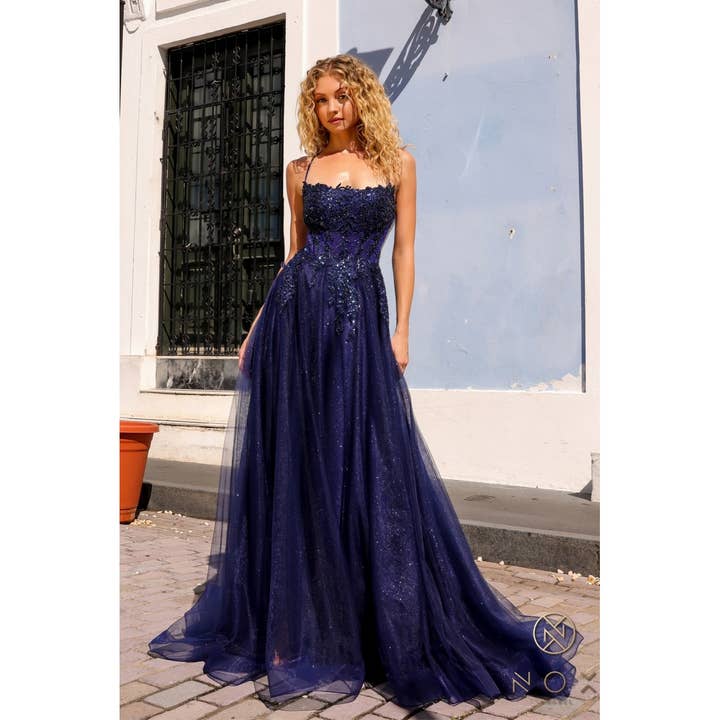 Glitter Tyll Ärmklänning A-linjeformad Klänning-G1405 för wholesale av Noxanabel