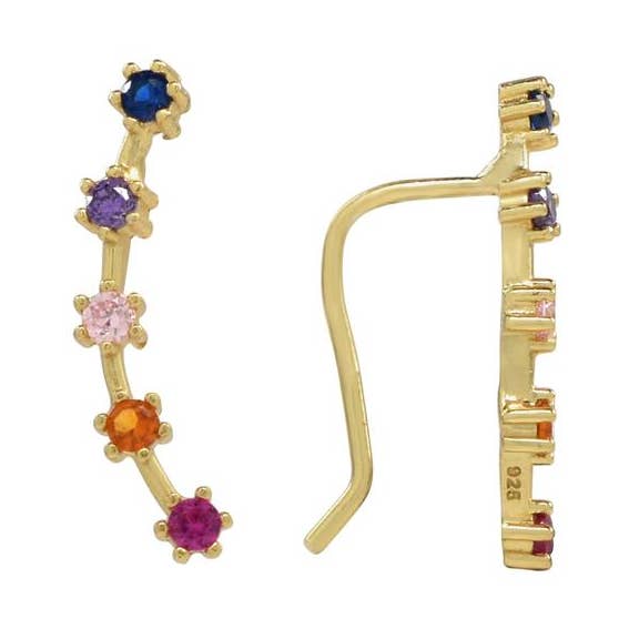 CZ Multi-Colored Prong Ear Crawlers for wholesale by Ofina Jewelry