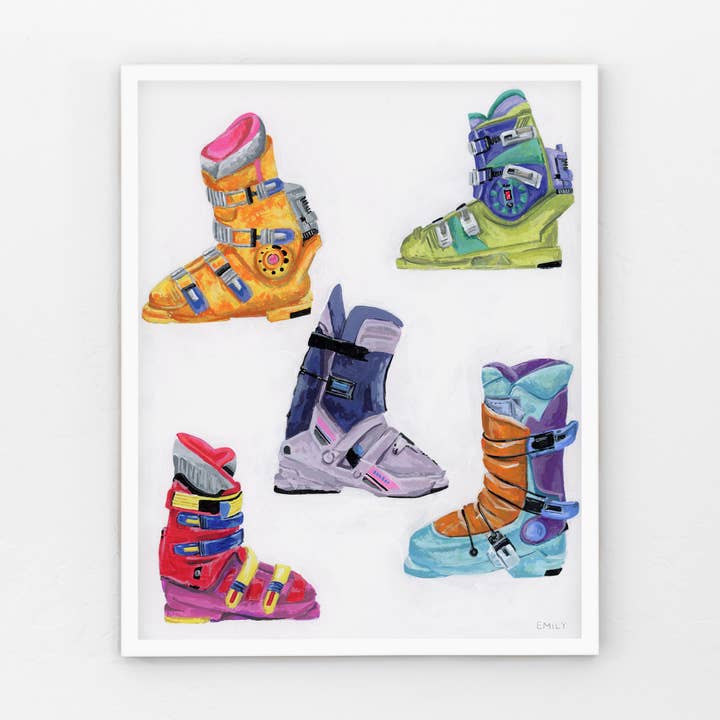 Emily Miquelon Art - Wholesale Art Print - Retro Ski Boots Print1