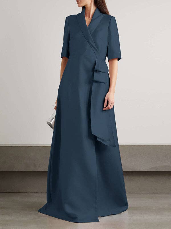 UZ Wholesale Store - Wholesale Gown - Women's - Solid Color Split-Joint Loose V-Neck Maxi Evening Dresses5