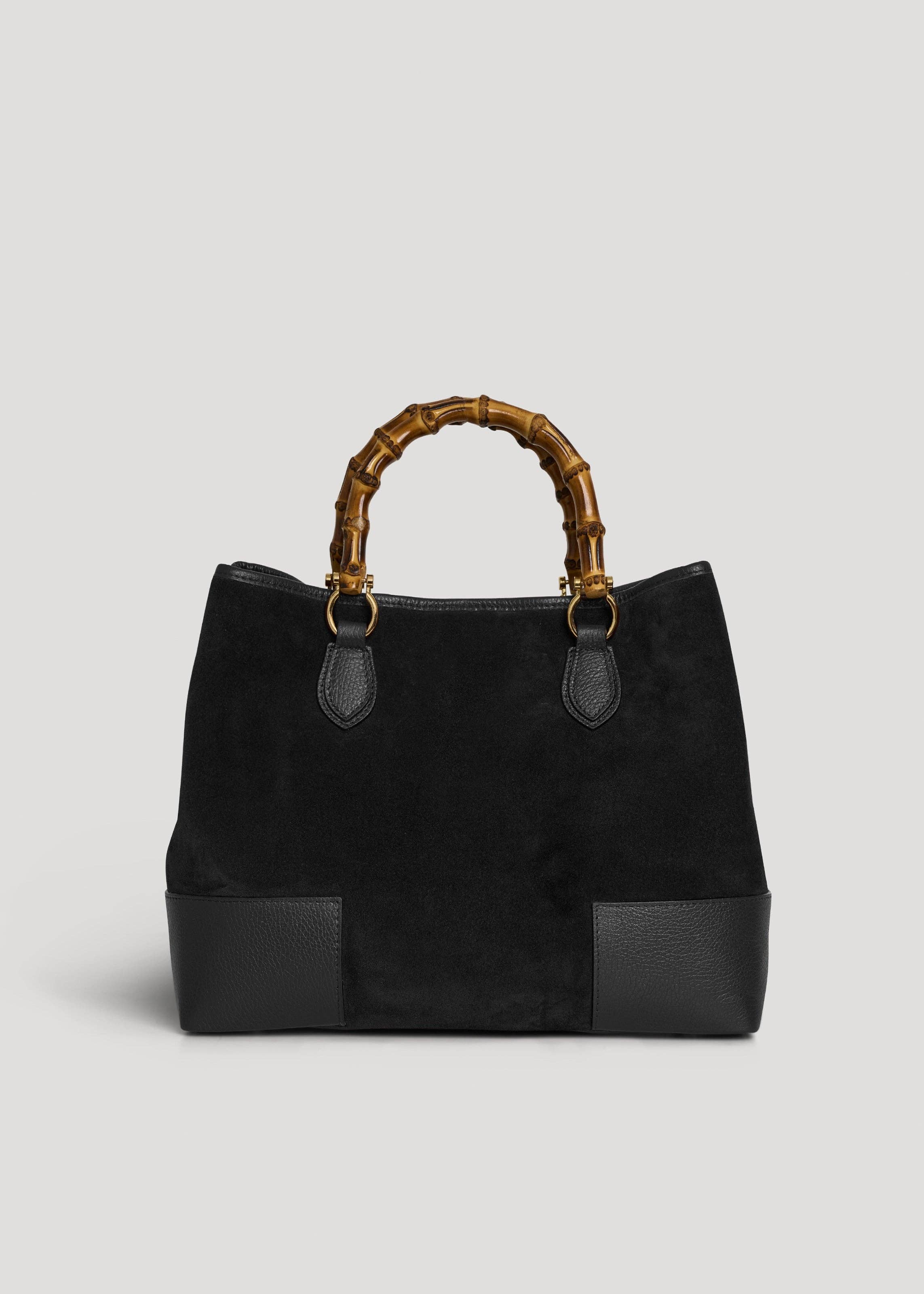 Voemièn - Wholesale Top Handle Bag - Women's - Bamboo Babe Bag in Black Suede and Leather4