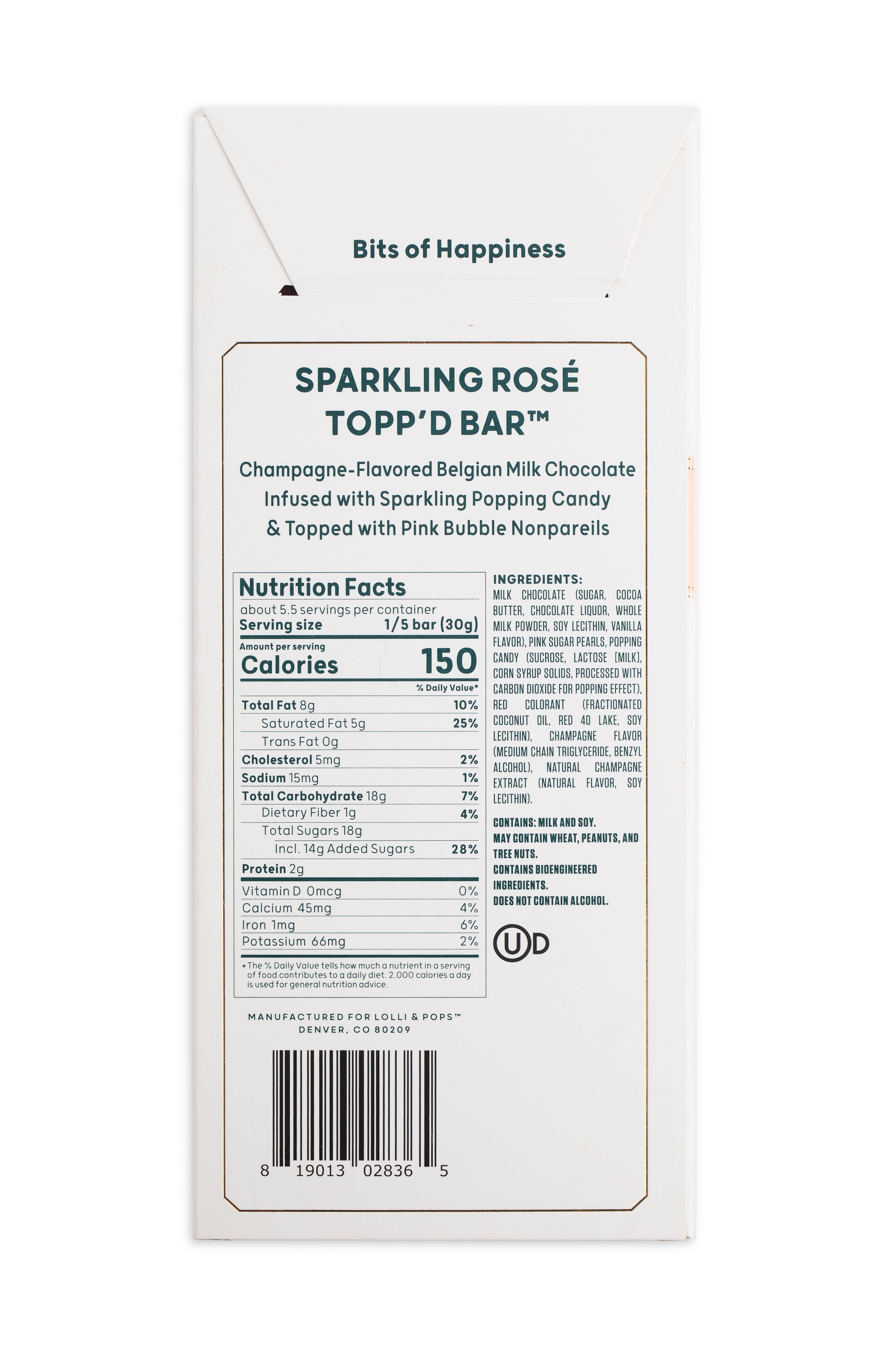 Lolli and Pops - Wholesale Chocolate Bar - Sparkling Rose Topp'd Bar3