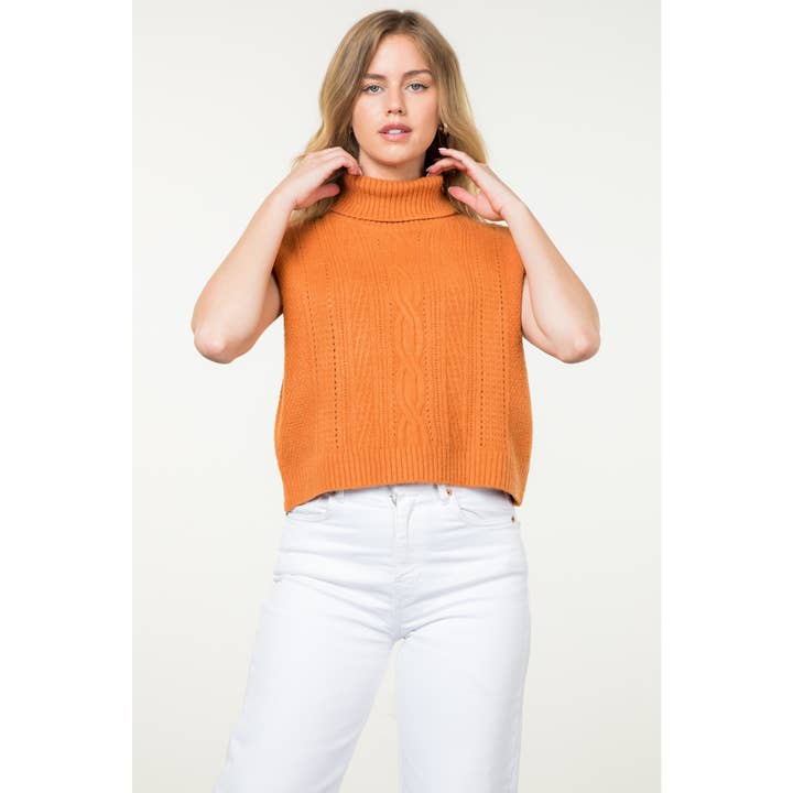 RUST Rullekrave Kabel Strik Sweater Vest for engroshandel på Faire