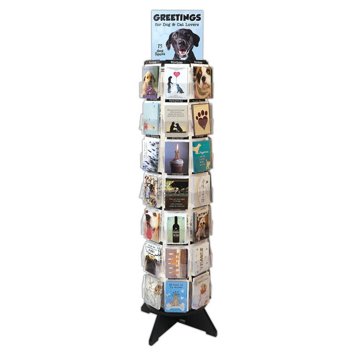 Dog Speak - Vente Présentoir – papeterie et articles fantaisie - Assortiment de 56 cartes de vœux avec présentoir rotatif au sol