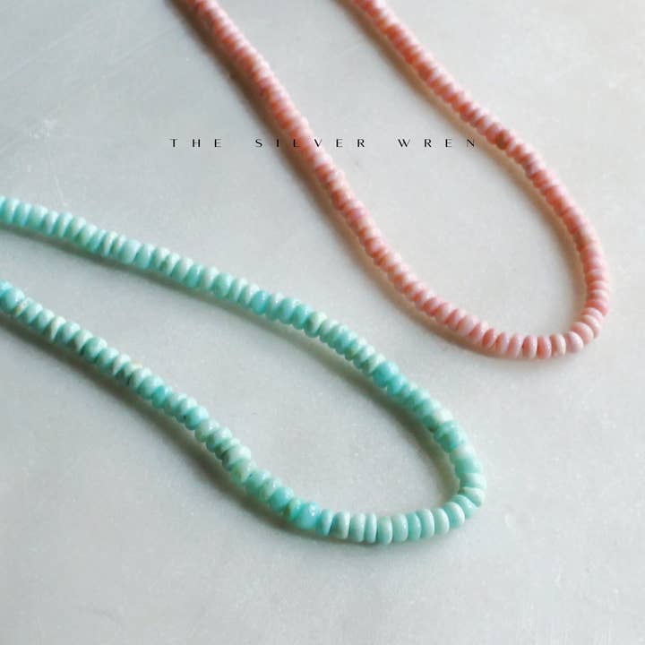 The Silver Wren - Wholesale Beaded/Pearl Necklace - Aqua or Pink Opal Necklace
